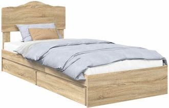 vidaXL Cama Con Almacenamiento Con Cabecera Roble Sonoma 100 X 200 Cm Vidaxl