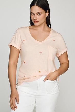 Pilcro Quinn Short-Sleeve V-Neck Tee by Pilcro