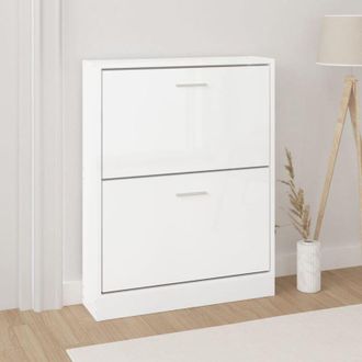 vidaXL Scarpiera Bianco Lucido 59x17x81 cm in Legno Multistrato - Vidaxl