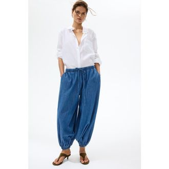 H&M Denim Balloon Trousers in Denim Blue at Nordstrom, Size X-Small