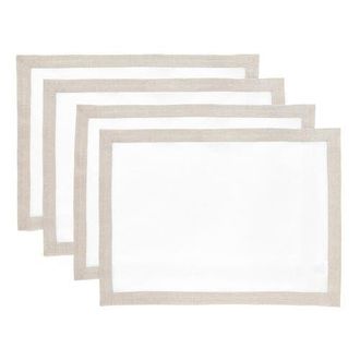 Solino Home Linen Placemats - Classic, 14 x 19 in Natural And White at Nordstrom, Size Medium