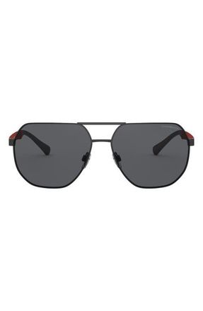 Emporio Armani 61mm Square Sunglasses in Matte Black /Grey at Nordstrom