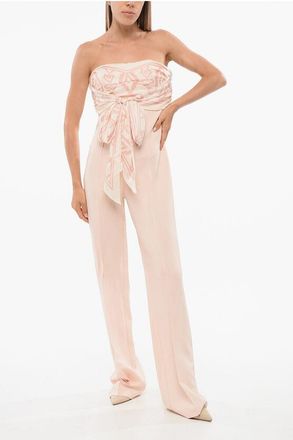 Elisabetta Franchi Strapless Jumpsuit with Foulard Detail size 42