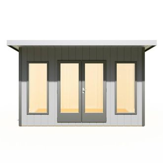 Shires Cali 12x8 Feet Pent 1 Garden Office - OSB/MDF - L334xW402xH246.1 cm in Light Brown