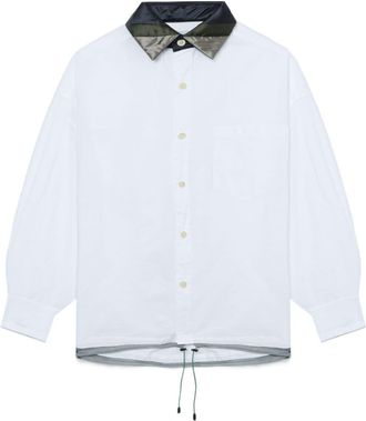 Kolor striped-collar cotton shirt - men - Cotton - 3 - White