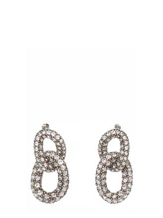 Isabel Marant Silver Link Chain Crystal Earrings