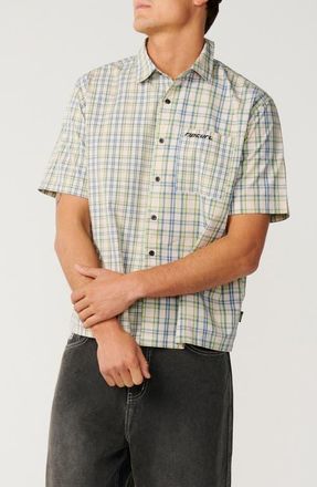 Rip Curl Archive Mix Up Check Short Sleeve Cotton Button-Up Shirt in Vintage White at Nordstrom, Size Xx-Large