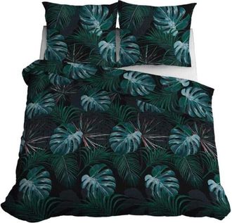 OEM Ropa De Cama De Sat&eacute;n 220x200 Hojas Verde