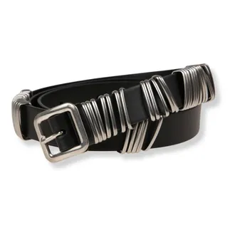 Jil Sander Cintur&oacute;n de cuero con anillos met&aacute;licos - Accessories - Mujer - Negro - ONE SIZE
