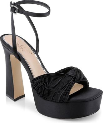 Badgley Mischka Icelynn Ankle Strap Platform Sandal in Black Fabric at Nordstrom, Size 5.5