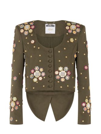 Moschino Cropped jack met bloemapplicatie - Groen