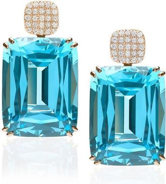 Goshwara Gossip Cushion Cut Drop Earrings in Pale Blue at Nordstrom
