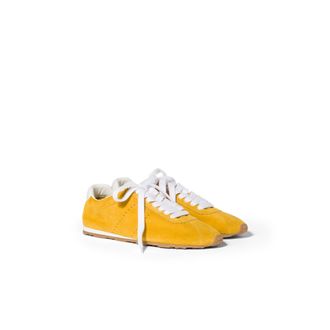 Miu Miu Plume Suede Sneakers, Woman, Sunny Yellow, Size 35,5
