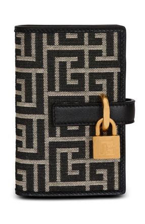 Balmain Pulse Holder monogram jacquard card holder in Black at Nordstrom
