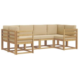 vidaXL Conjunto De Sof&aacute;s De Exterior Con Coj&iacute;n 6 Pcs Y Beige Vidaxl
