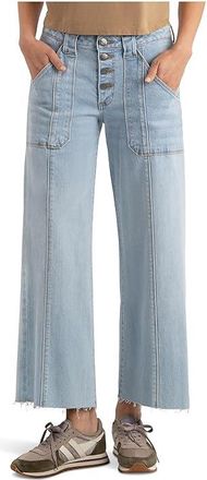 Kut from the Kloth Meg High-Rise Wide Leg Patch Pockets Exposed Button with Raw Hem Womens Jeans Tone : 16 27, Cotton/Denim/Polyester