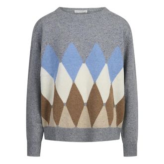 Ballantyne Maglione Girocollo Argyle - - Knitwear - Donna - Grigio - S