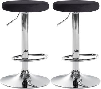 Clp Clp - Set De 2 Taburetes De Bar Ponte En Terciopelo Negro Metal Cromado