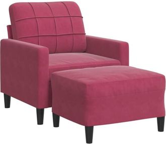 vidaXL Sill&oacute;n Con Taburete Terciopelo Rojo Tinto 60 Cm Vidaxl