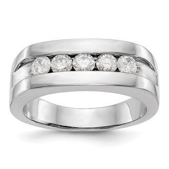 Diamond2Deal 14k White Gold Lab Grown Diamond 5-Stone Band Ring 3/4Ct Clarity- VS Color- G-H