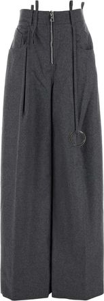 The Attico Dark Grey Wool Blend Palazzo Pant