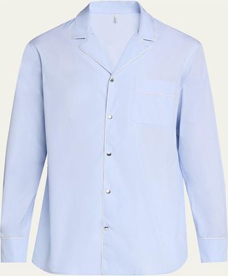 Moncler Mens Fil-a-Fil Cotton Long-Sleeve Shirt