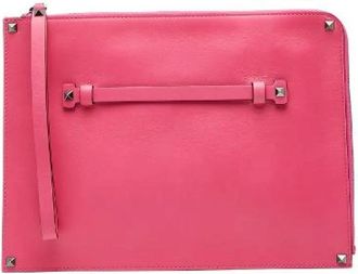 Valentino Pre-owned Clutches, female, Pink, Size: ONE SIZE Pre-owned Leather Clutch
