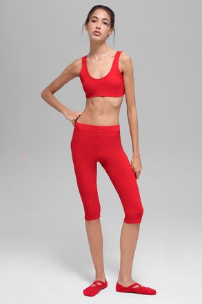 Alo Alosoft High-Waist Iconic 90s Capri Pants in Bright Red, Size: 2XS