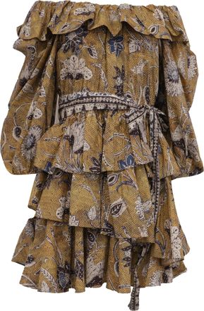Ulla Johnson Giselle Ruffled Mini Dress in Multicolor Cotton