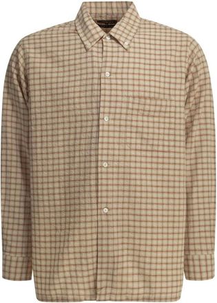 Beams Plus Camisa de Botones Texturizada a Cuadros - Shirts - Hombre - Naranja - M