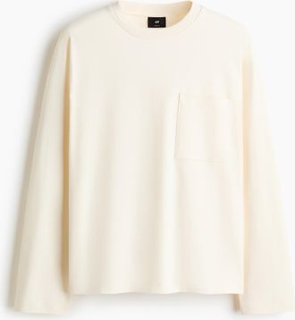 H&M Langarmshirt aus Jersey in Loose Fit - White