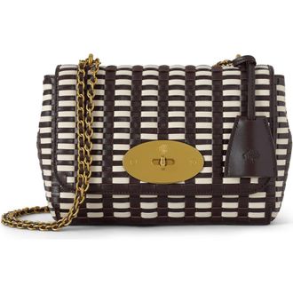 Mulberry Lily Woven Leather Shoulder Bag in Ebony-Crumpet at Nordstrom