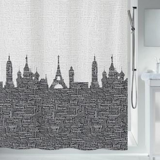 Spirella Spirella - Cortina De Ducha Urbana De Poli&eacute;ster 180x180 Cm Negra Y Gris