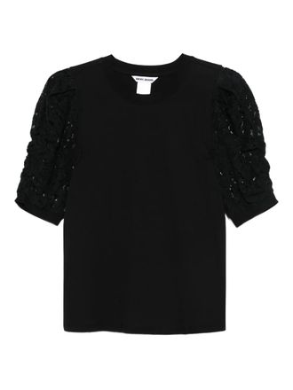 DKNY T-shirt con inserti in pizzo - Nero