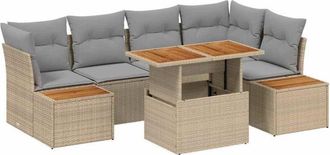 vidaXL Garden Sofa Set with Storage 10 pcs Beige Poly rattan vidaXL