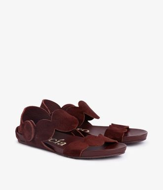 Pedro Garcia Flat anatomical sandal in burgundy suede| Janne | Spring Summer 26 | PEDRO GARCIA