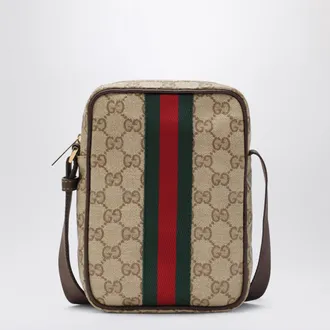 Gucci Mini GG bag with Web stripe in sand beige coated fabric