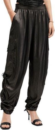 AllSaints Kaye Relaxed Fit Satin Cargo Pants in Metallic Black at Nordstrom Rack, Size X-Small