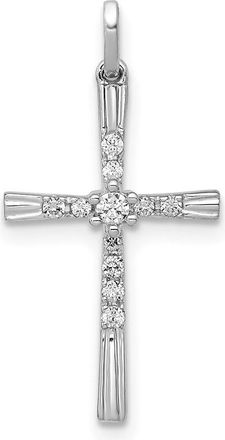 Diamond2Deal 10K White Gold 1/10ct. Diamond Cross Pendant