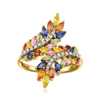 Ross-Simons Multicolored Sapphire and. Diamond Ring in 18kt Gold Over Sterling