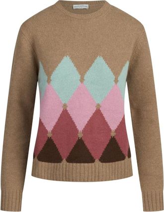 Ballantyne Argyle Kasjmier Trui met Ronde Hals - Dames - Truien - Veelkleurig - Maat: XS Kasjmier