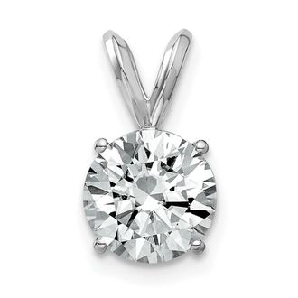 Diamond2Deal 14k White Gold 2ct. 8.0mm Round Moissanite Solitaire Pendant