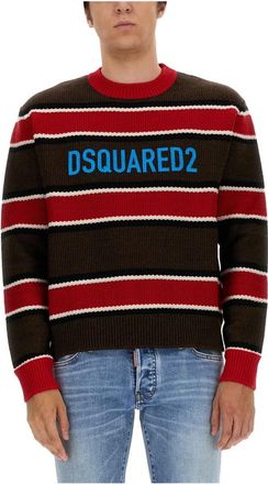 Dsquared2 Stripes Crew Sweater - Heren - Ronde hals truien - Veelkleurig - L - Truien & Vesten