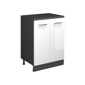 Vicco Armario De Cocina Para Techo Inclinado R-line, Blanco Alto Brillo, 60 Cm Sin Inclinaci&oacute;n Con 2 Puertas, Vicco