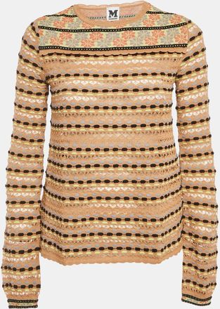 M Missoni Beige Floral Perforated Knit Top