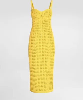 Dolce & Gabbana Crochet Bustier Dress - Woman Dresses Yellow 36