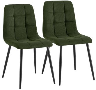 Clp Set De 2 Sillas De Comedor Antibes De Pana Verde
