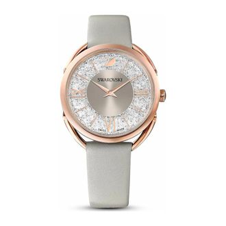 Swarovski Crystalline Glam Horloge - Heren - Accessoires - Grijs - Maat: ONE Size Leer