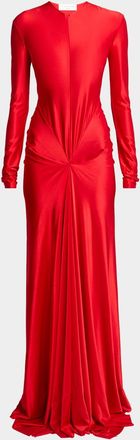 Victoria Beckham Twisted Cutout Long-Sleeve Gown
