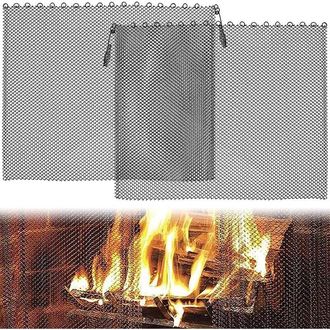 Elle Paquete De 2 Cortinas De Malla Para Chimenea, Cadena Ign&iacute;fuga Con Dise&ntilde;o De Espiral, Pantalla Met&aacute;lica Para Chimenea (61 &times; 56 Cm)
